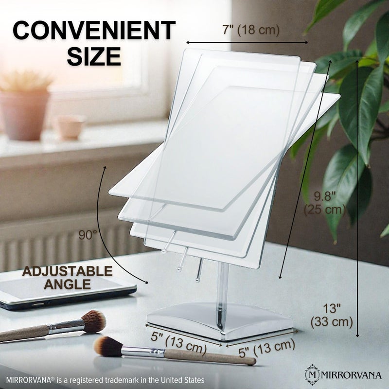 MIRRORVANA Large Table Desk Mirror with Stand for Office Desktop, Makeup Vanity and Bathroom Countertop - Personal Adjustable Face Mirror - 9.8" x 7" - Image 2